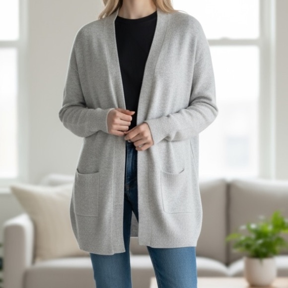 Love Ellie Two Pocket Grey Cardigan Size M - Picture 1 of 8